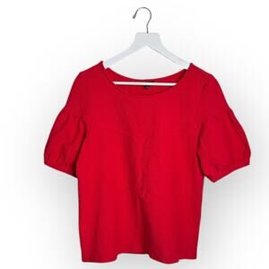 Anthropologie Current Air Textured Puff Sleeve Top in Red W1946 Sz M